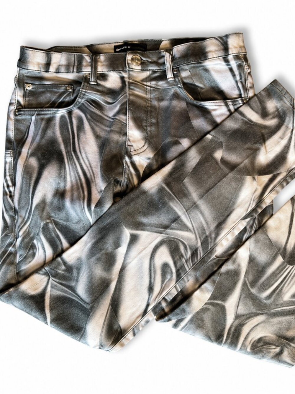 Purple Brand P001 Jeans Men’s 32 Gray Marble Print Slim Low Rise Designer NWOT